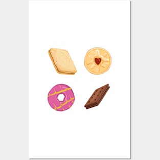 Four Traditional English Biscuits on White Posters and Art